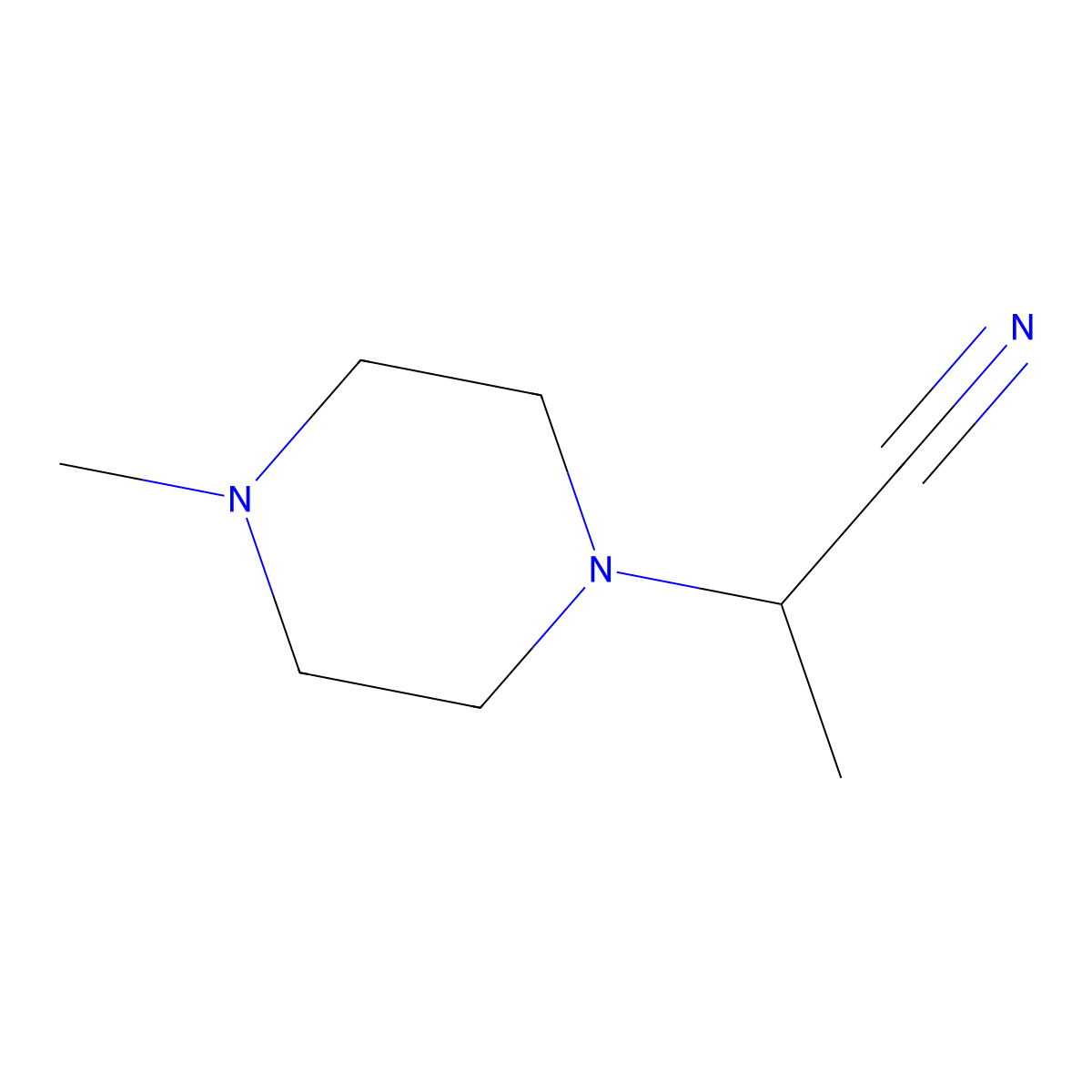 2-(4-Methylpiperazin-1-YL)propanenitrile molecular structure, CAS 54199-20-1