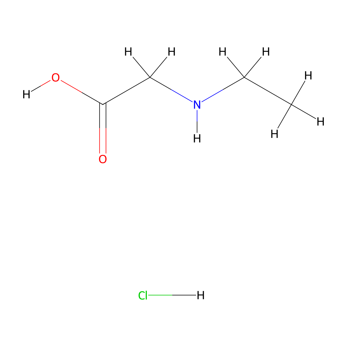 2-(Ethylamino)acetic acid hydrochloride molecular structure, CAS 542-53-0