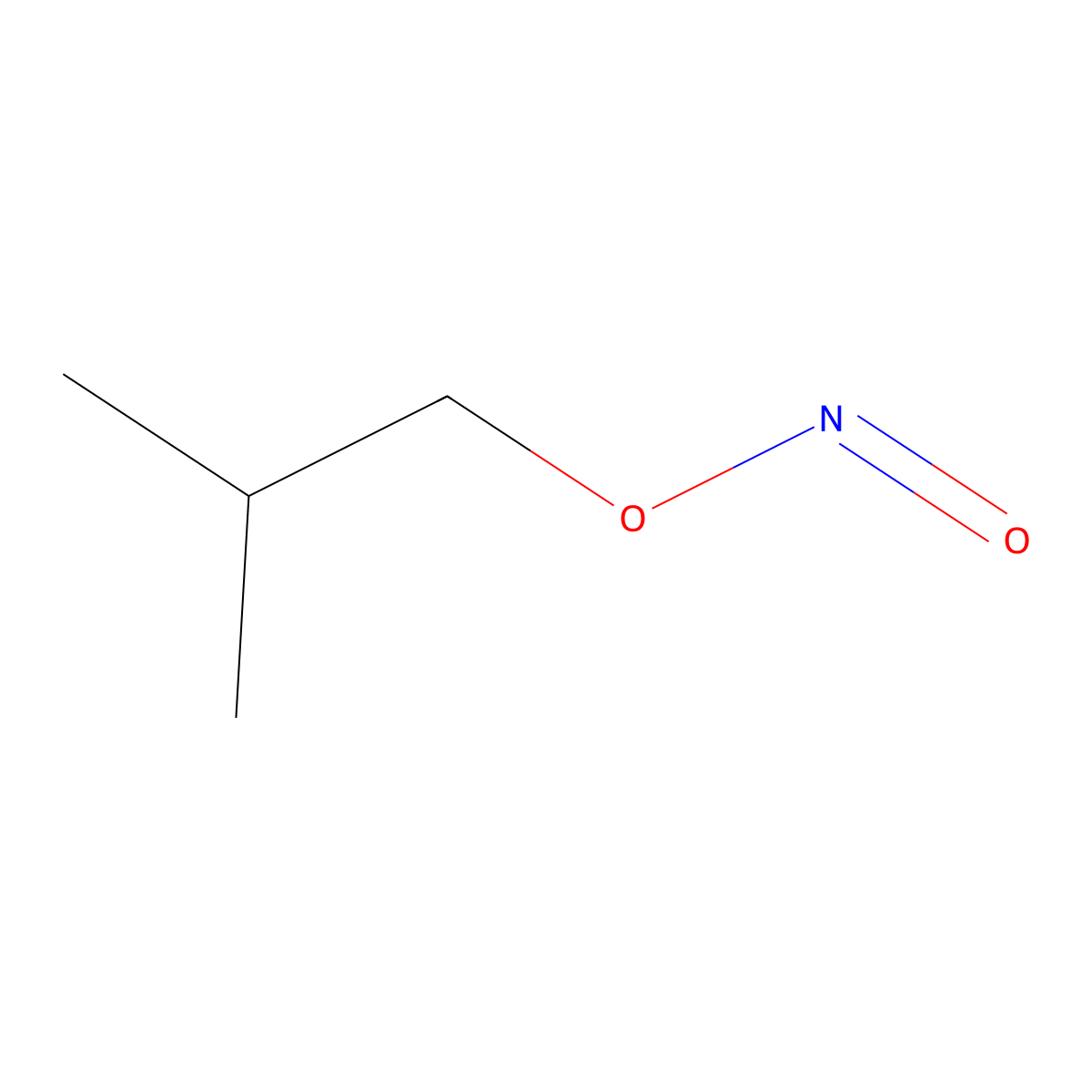 Isobutyl nitrite molecular structure, CAS 542-56-3