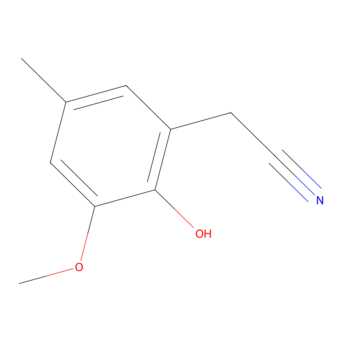 2-(2-Hydroxy-3-methoxy-5-methylphenyl)acetonitrile molecular structure, CAS 54208-60-5
