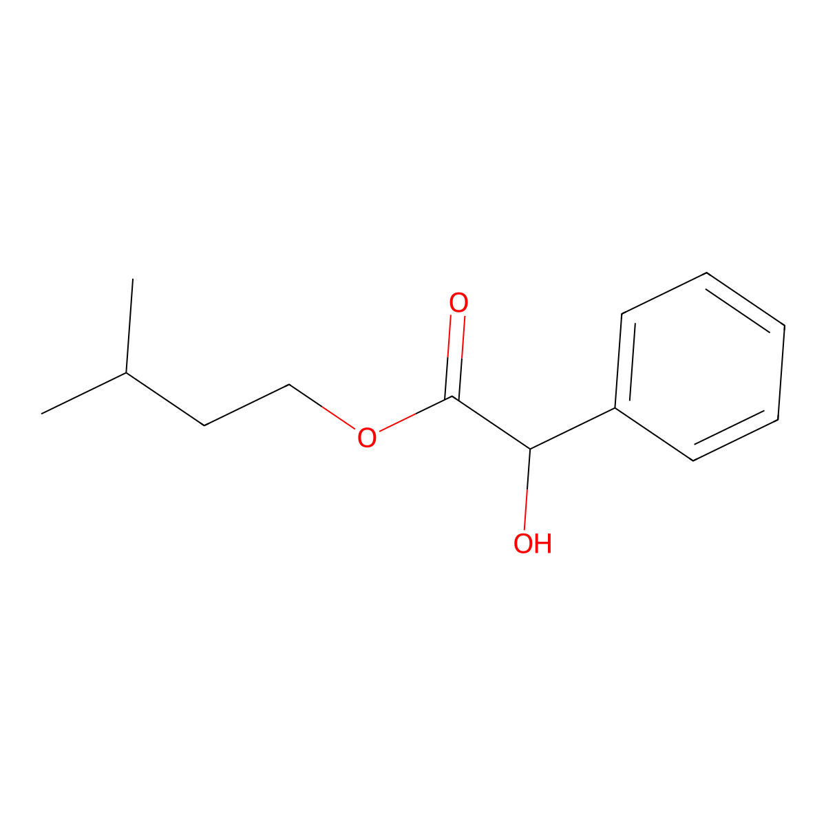 Isoamyl mandelate molecular structure, CAS 5421-04-5
