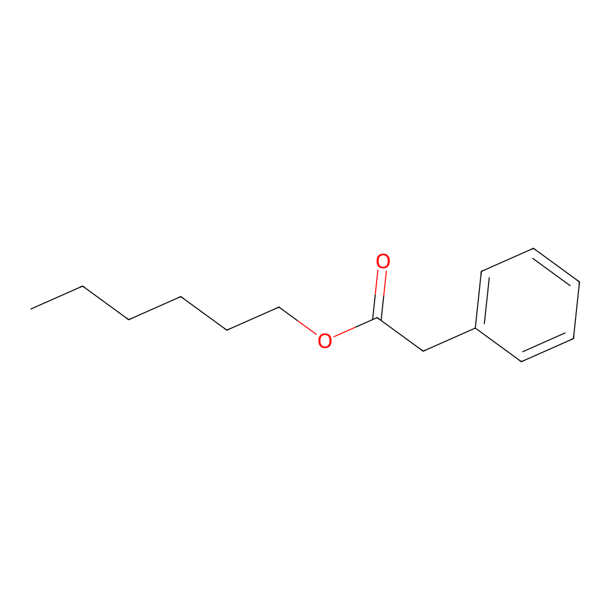 Hexyl phenylacetate molecular structure, CAS 5421-17-0