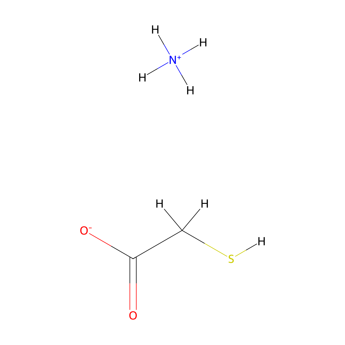 Ammonium Thioglycolate molecular structure, CAS 5421-46-5