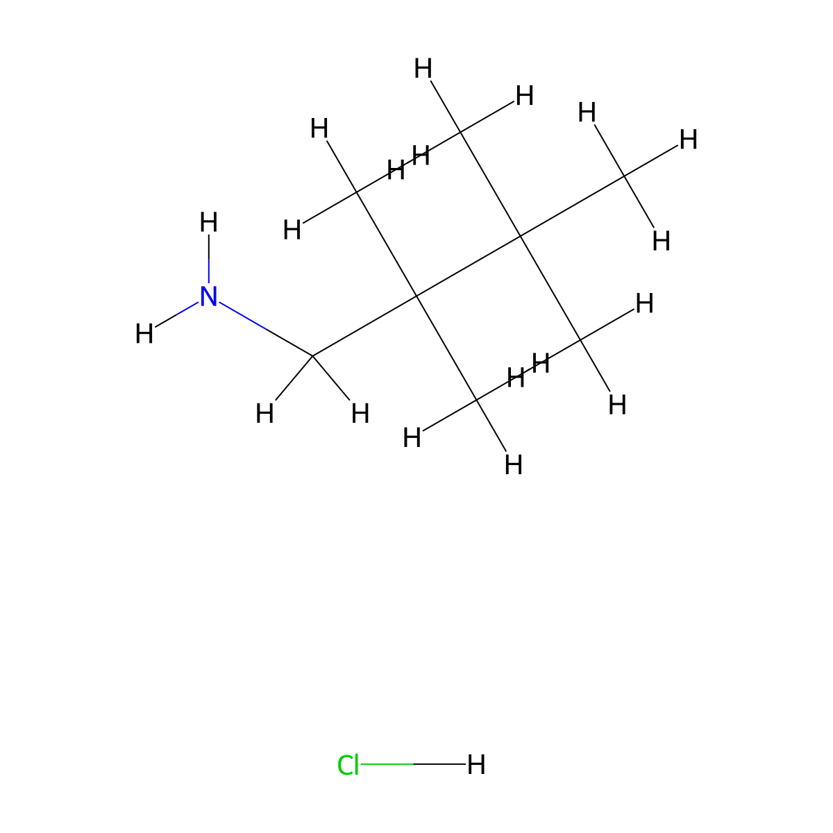 2,2,3,3-Tetramethylbutan-1-amine hydrochloride molecular structure, CAS 5421-55-6