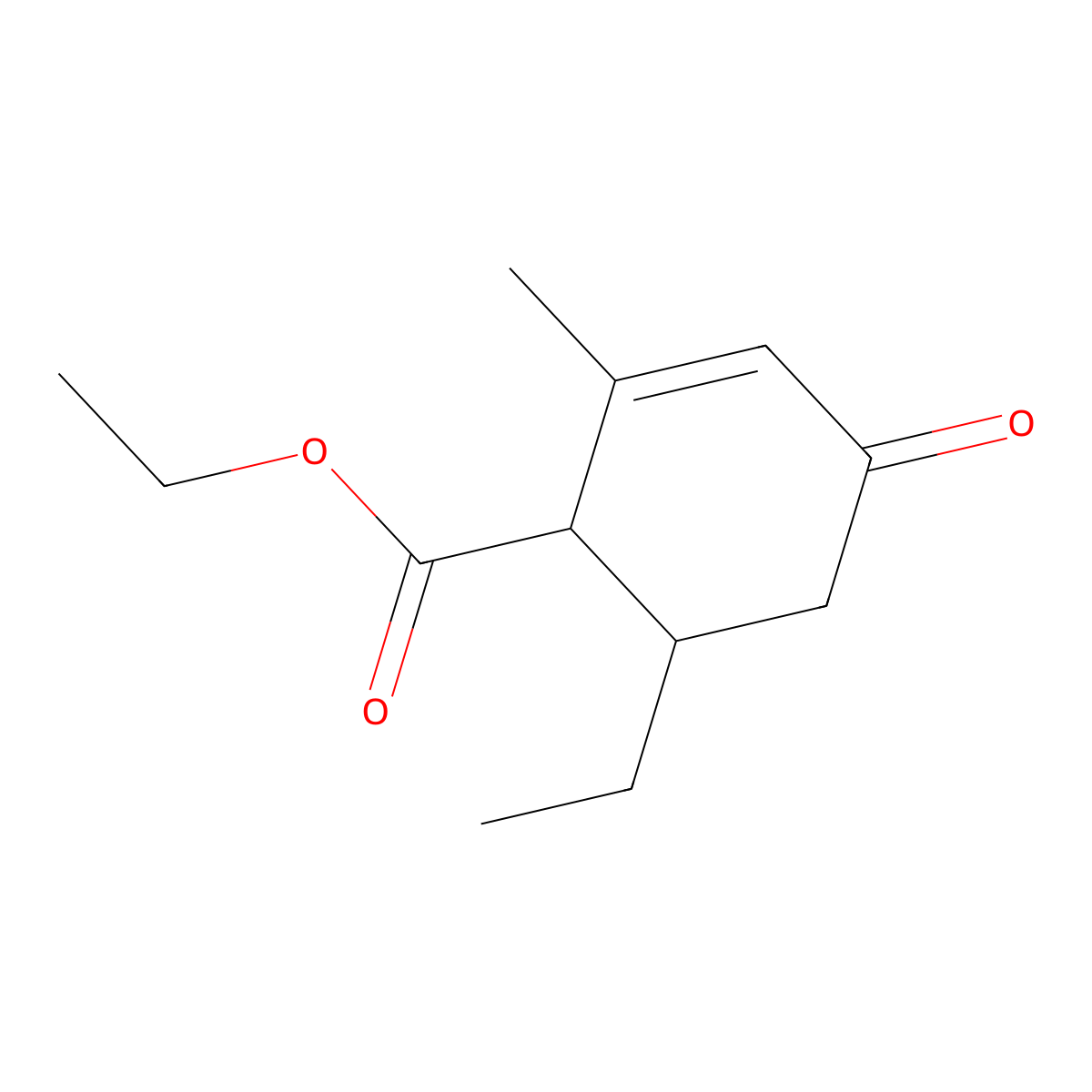 Ethyl 6-ethyl-2-methyl-4-oxocyclohex-2-ene-1-carboxylate molecular structure, CAS 5421-90-9