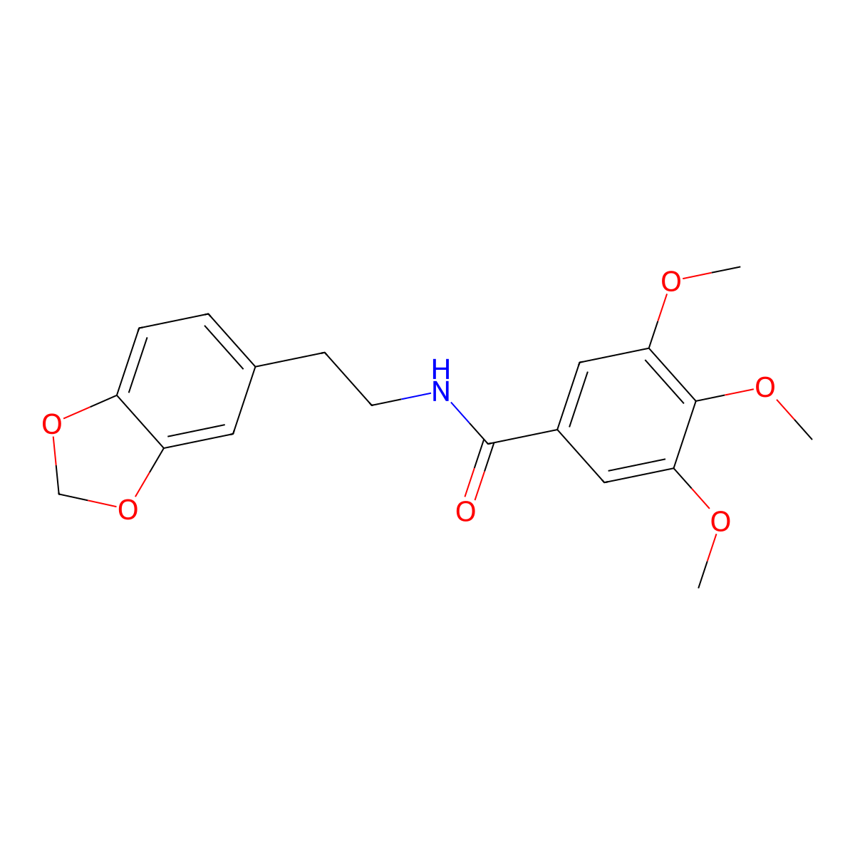 N-[2-(1,3-benzodioxol-5-yl)ethyl]-3,4,5-trimethoxybenzamide molecular structure, CAS 5422-05-9
