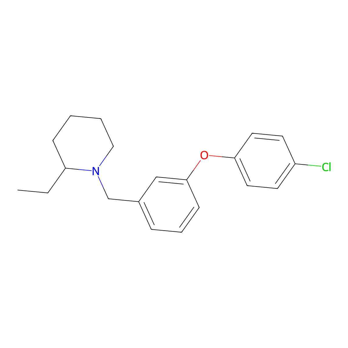 1-[[3-(4-Chlorophenoxy)phenyl]methyl]-2-ethylpiperidine molecular structure, CAS 5422-06-0