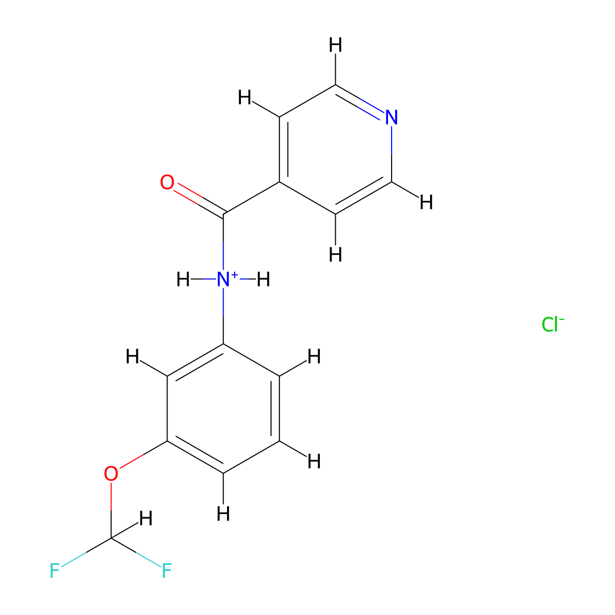 Isonicotinamide, N-(3-difluoromethoxyphenyl)-, hydrochloride molecular structure, CAS 54231-56-0
