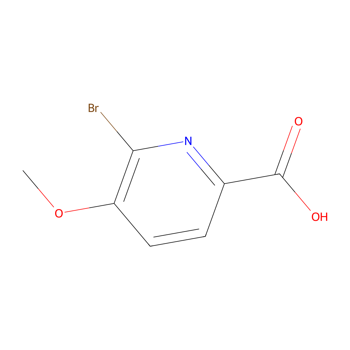 6-Bromo-5-methoxypyridine-2-carboxylic acid molecular structure, CAS 54232-43-8