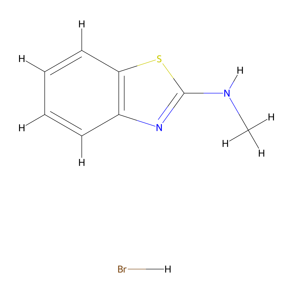 N-methyl-1,3-benzothiazol-2-amine hydrobromide molecular structure, CAS 54237-38-6