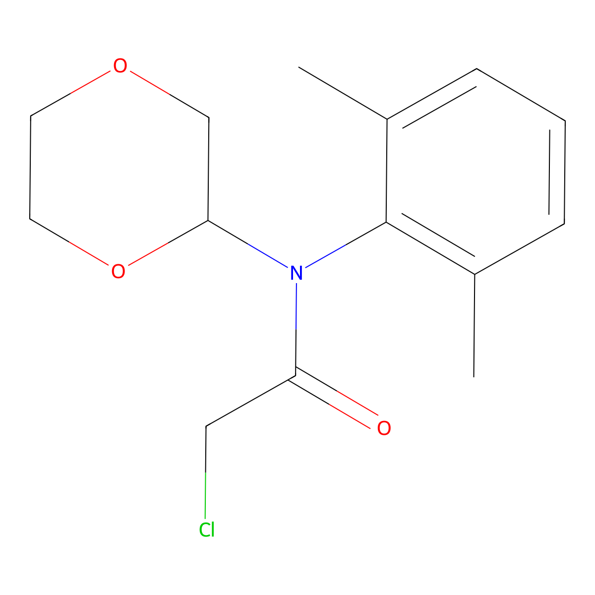 2-Chloro-N-(2,6-dimethylphenyl)-N-(1,4-dioxan-2-yl)acetamide molecular structure, CAS 54237-74-0