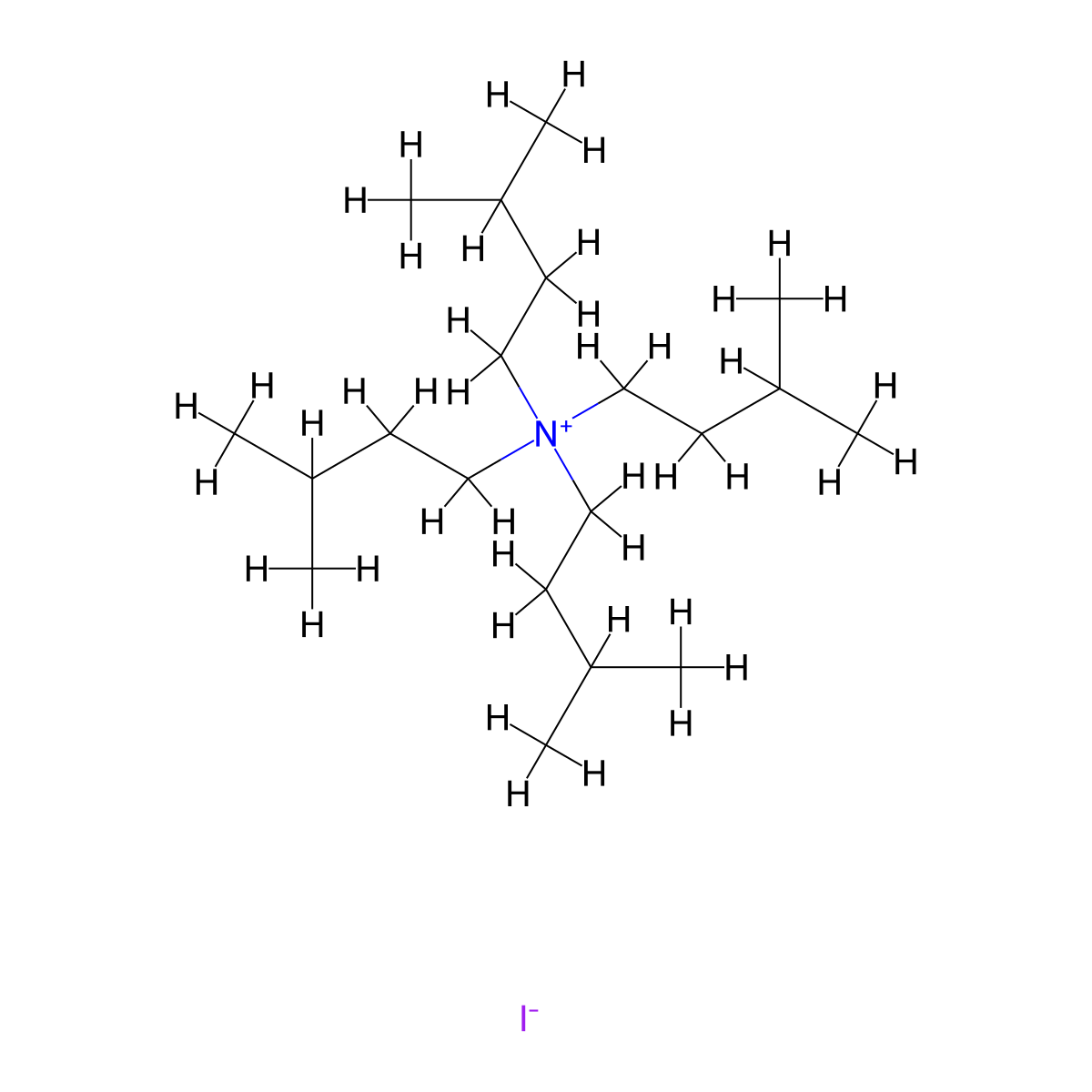 1-Butanaminium, 3-methyl-N,N,N-tris(3-methylbutyl)-, iodide (1:1) molecular structure, CAS 5424-26-0