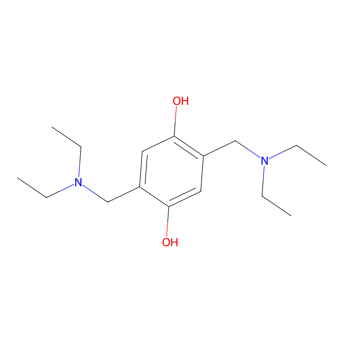 1,4-Benzenediol, 2,5-bis((diethylamino)methyl)- molecular structure, CAS 5424-68-0
