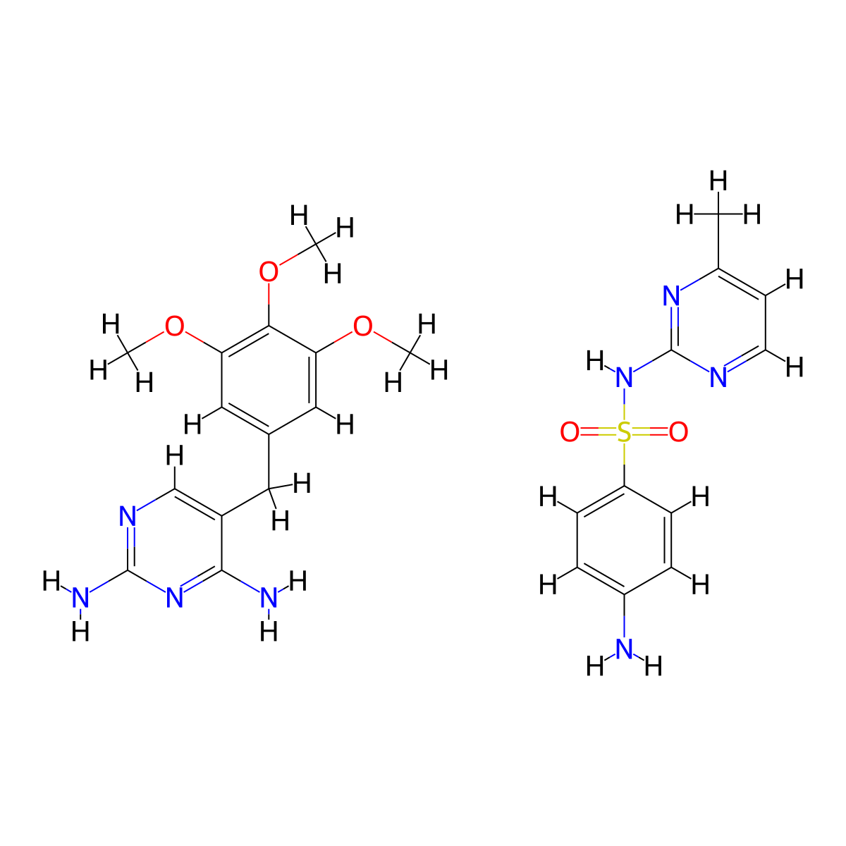 Benzenesulfonamide, 4-amino-N-(4-methyl-2-pyrimidinyl)-, mixt. with 5-((3,4,5-trimethoxyphenyl)methyl)-2,4-pyrimidinediamine molecular structure, CAS 54242-77-2