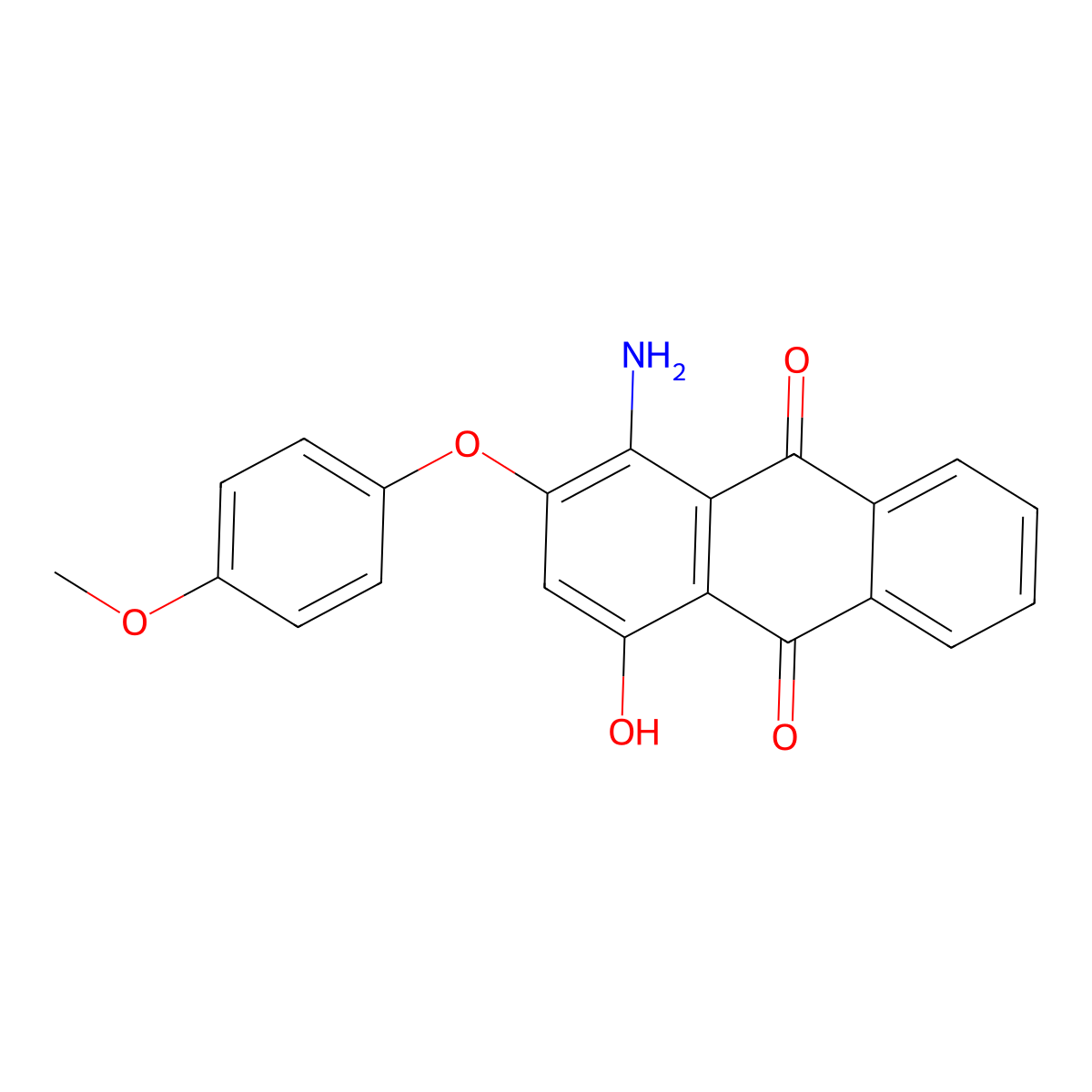 9,10-Anthracenedione, 1-amino-4-hydroxy-2-(4-methoxyphenoxy)- molecular structure, CAS 54243-60-6