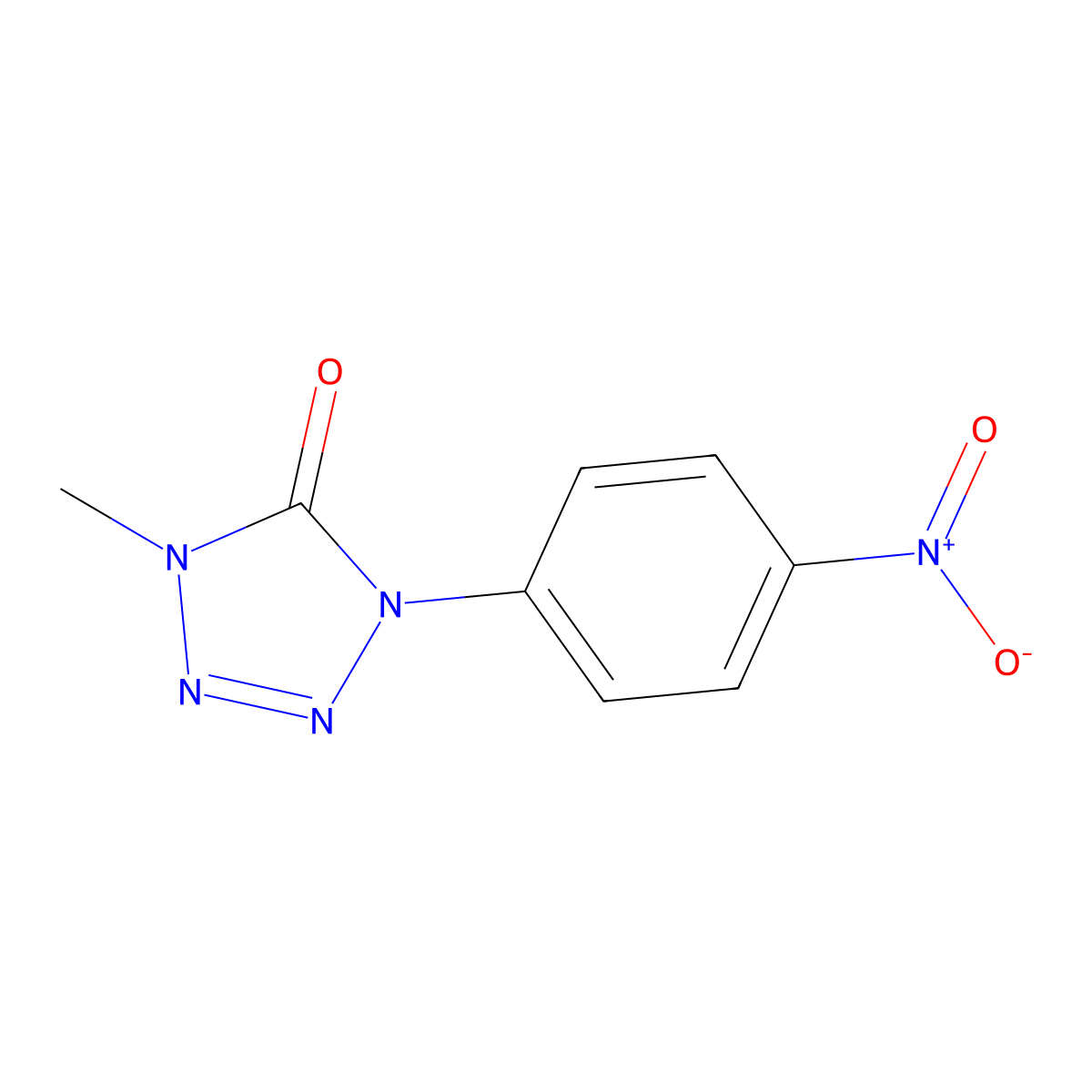 1-methyl-4-(4-nitrophenyl)-4,5-dihydro-1H-1,2,3,4-tetrazol-5-one molecular structure, CAS 54246-63-8