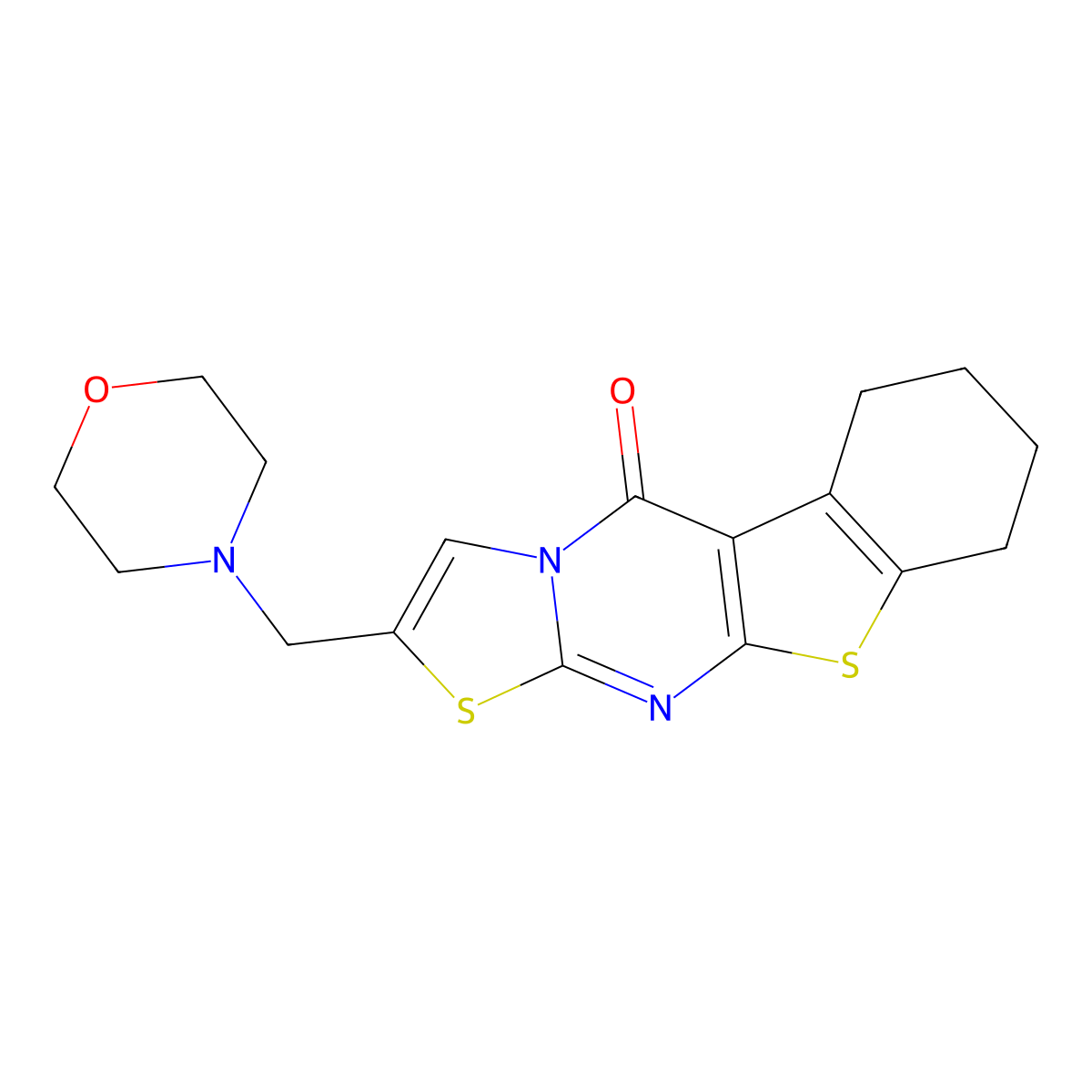 2-(morpholinomethyl)-6,7,8,9-tetrahydro-5H-benzo[4,5]thieno[2,3-d]thiazolo[3,2-a]pyrimidin-5-one molecular structure, CAS 54249-32-0