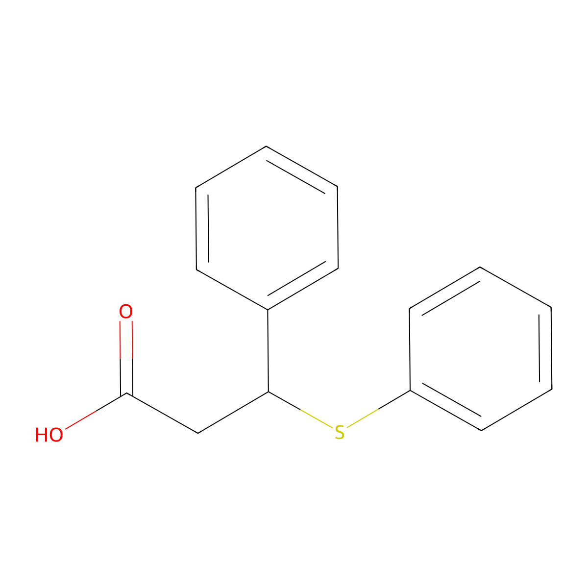 3-Phenyl-3-(phenylsulfanyl)propanoic acid molecular structure, CAS 5425-50-3