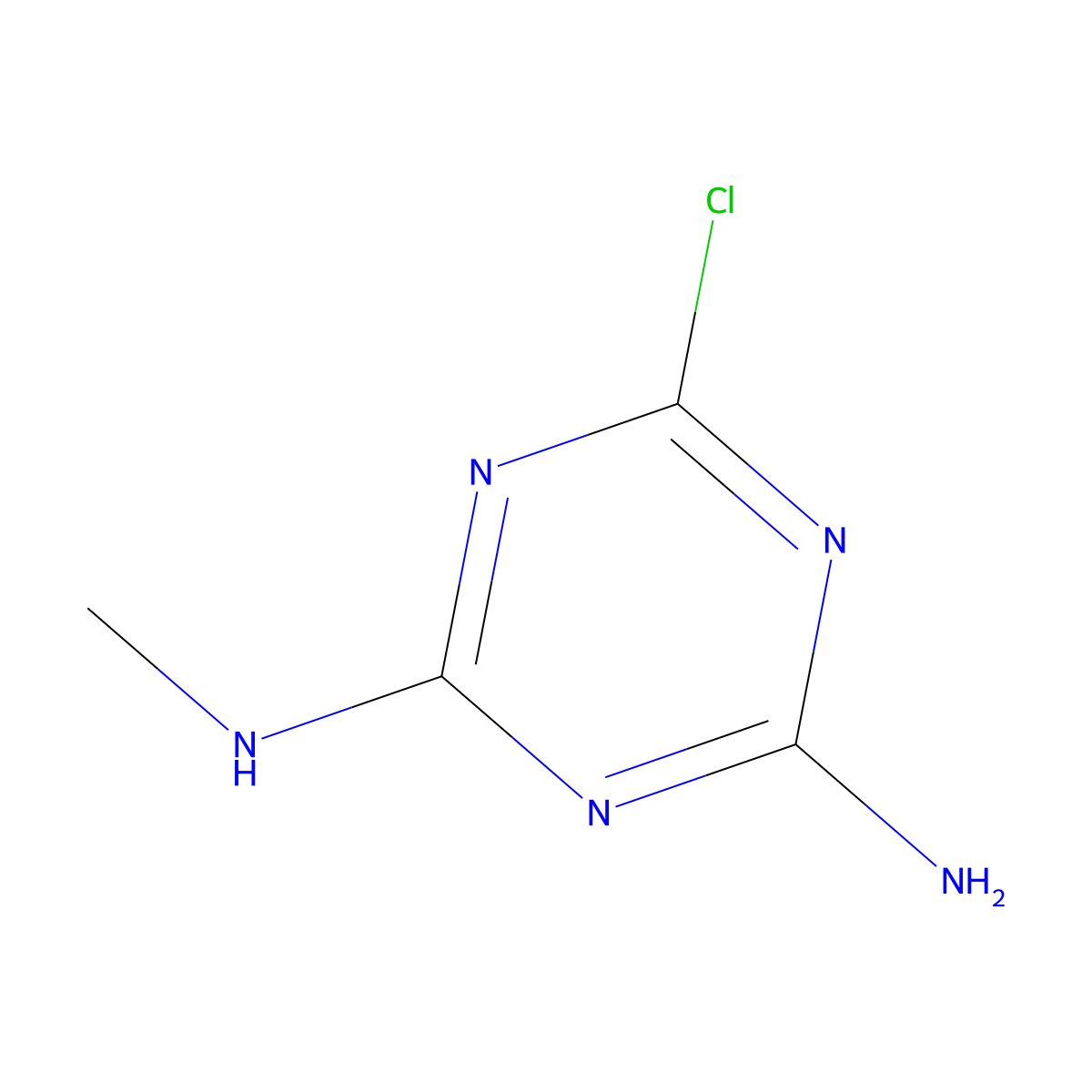 2-Chloro-4-methylamino-6-amino-1,3,5-triazine- molecular structure, CAS 5425-82-1