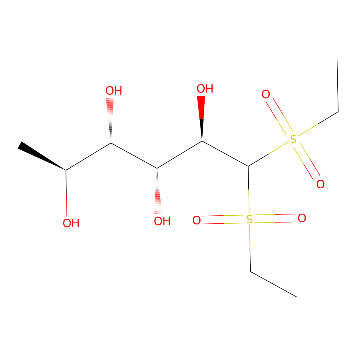 (2R,3R,4S,5S)-1,1-Bis(ethylsulfonyl)hexane-2,3,4,5-tetraol molecular structure, CAS 54253-49-5