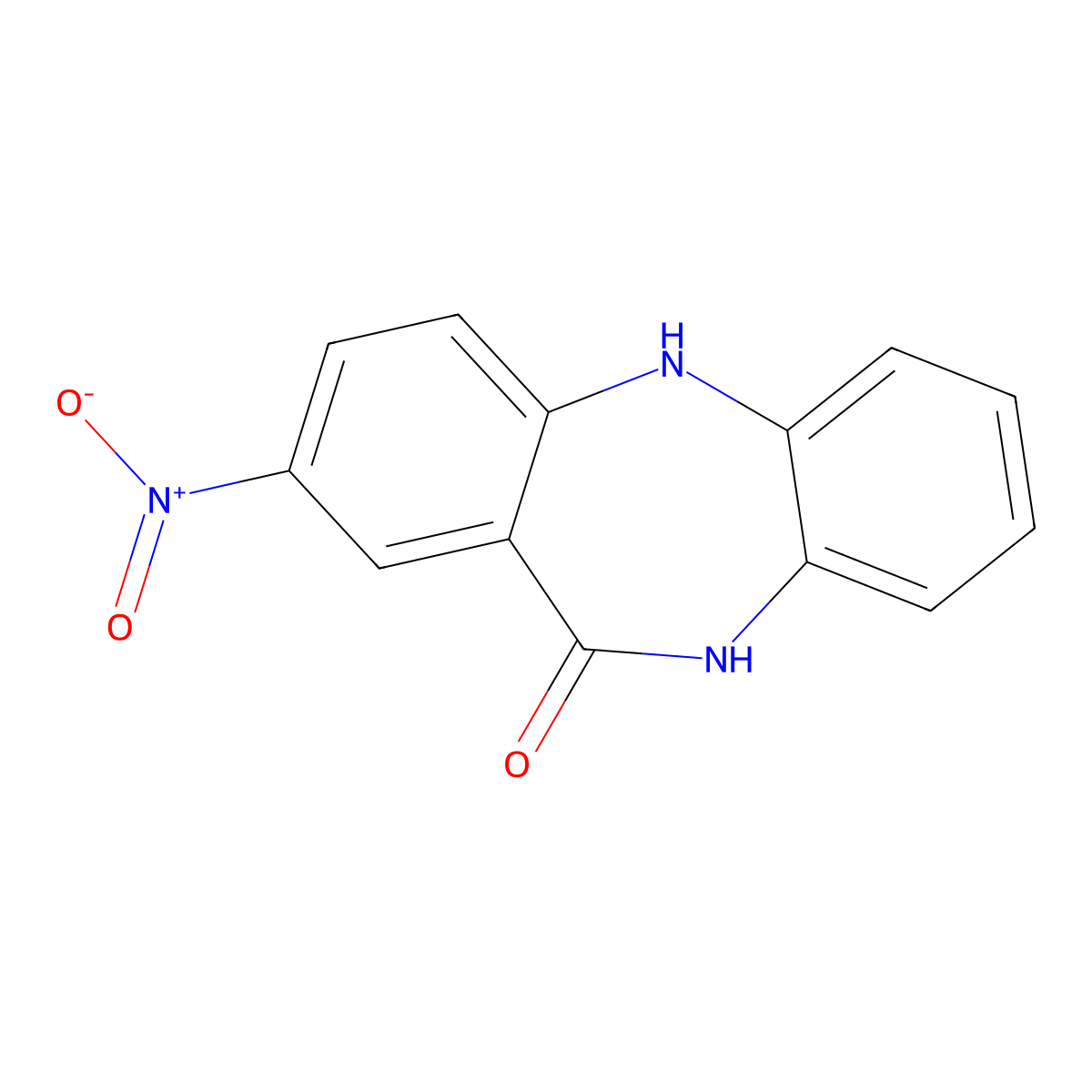 5,10-Dihydro-2-nitro-11H-dibenzo(b,e)(1,4)diazepin-11-one molecular structure, CAS 54255-81-1