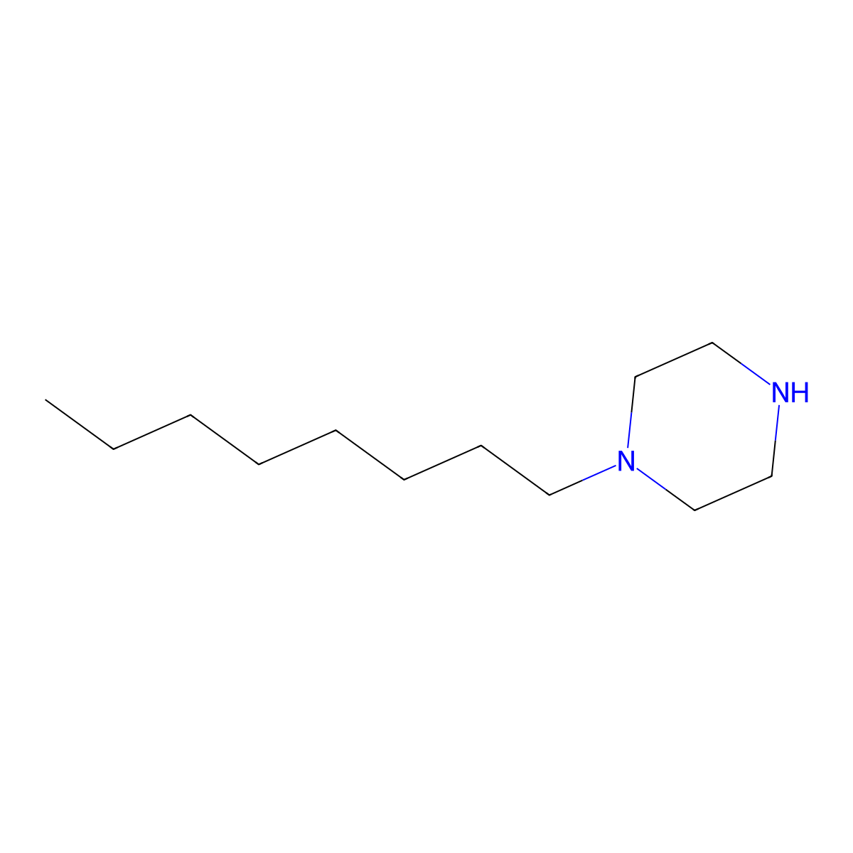 1-Octylpiperazine molecular structure, CAS 54256-45-0