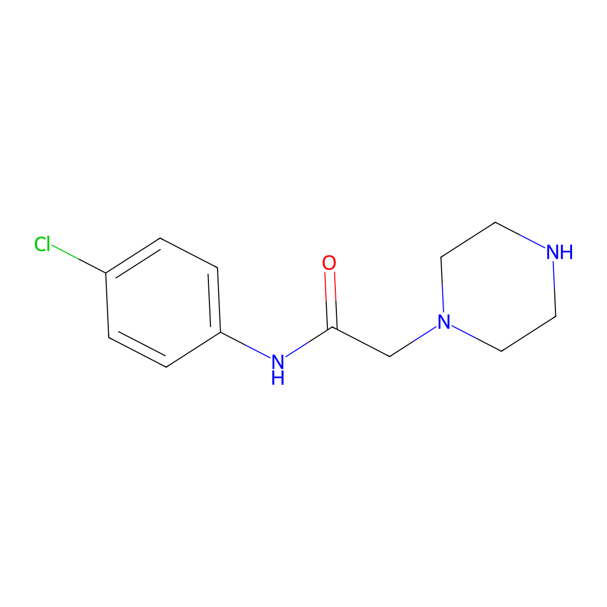 N-(4-chlorophenyl)-2-(piperazin-1-yl)acetamide molecular structure, CAS 54257-79-3