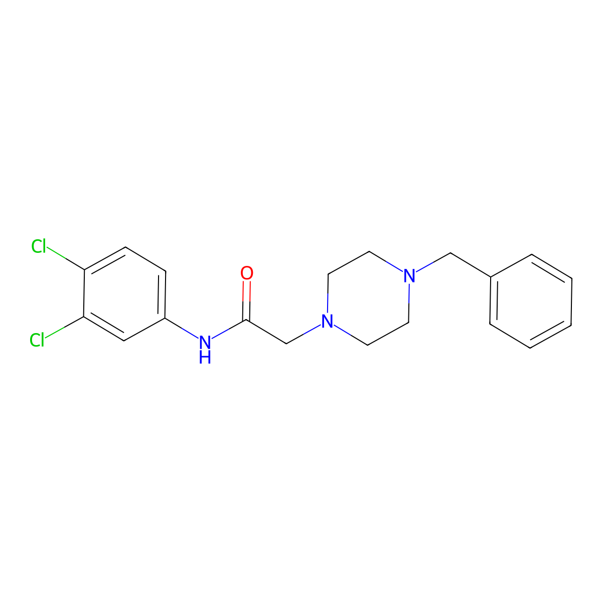 2-(4-benzylpiperazin-1-yl)-N-(3,4-dichlorophenyl)acetamide molecular structure, CAS 54257-87-3