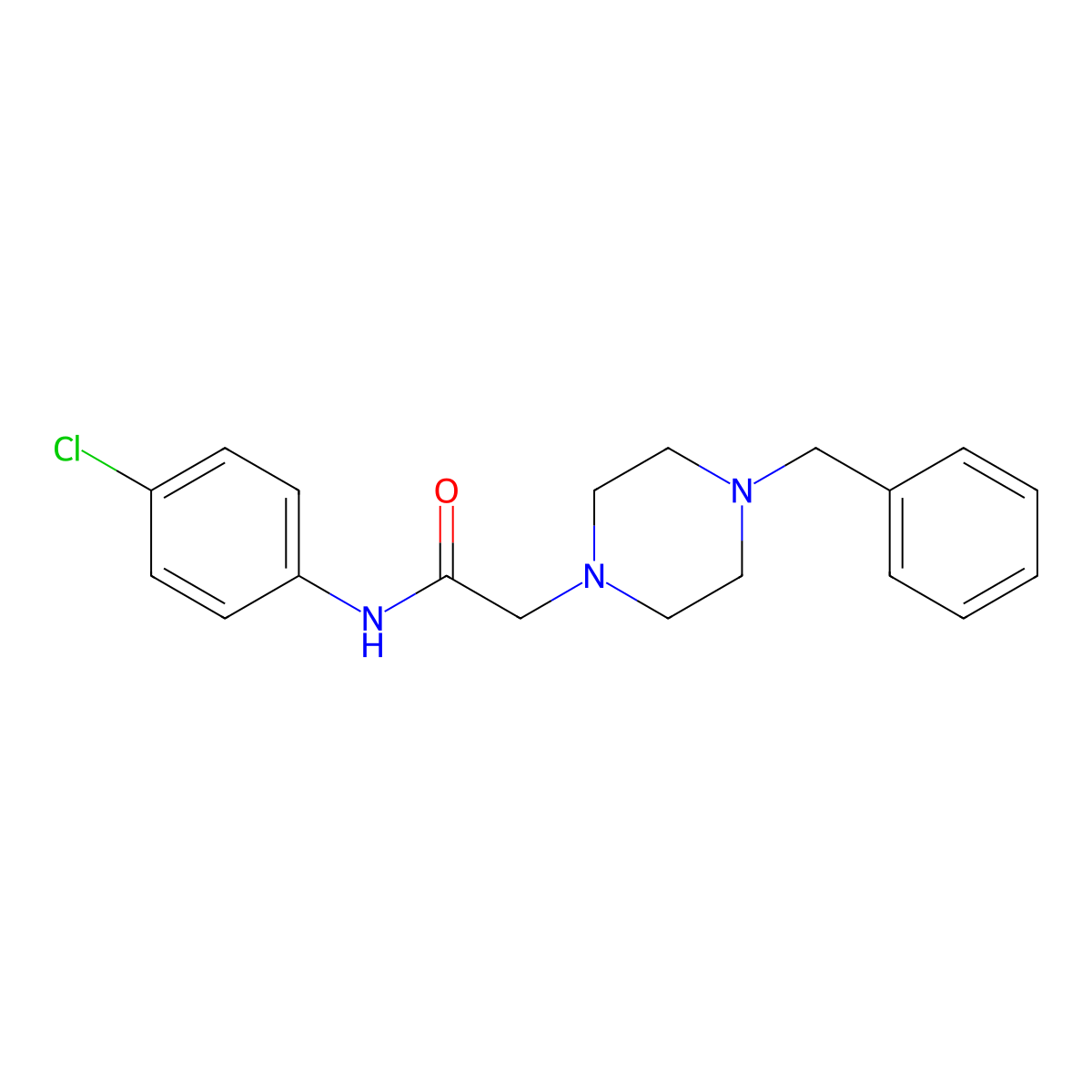 2-(4-benzylpiperazin-1-yl)-N-(4-chlorophenyl)acetamide molecular structure, CAS 54257-88-4