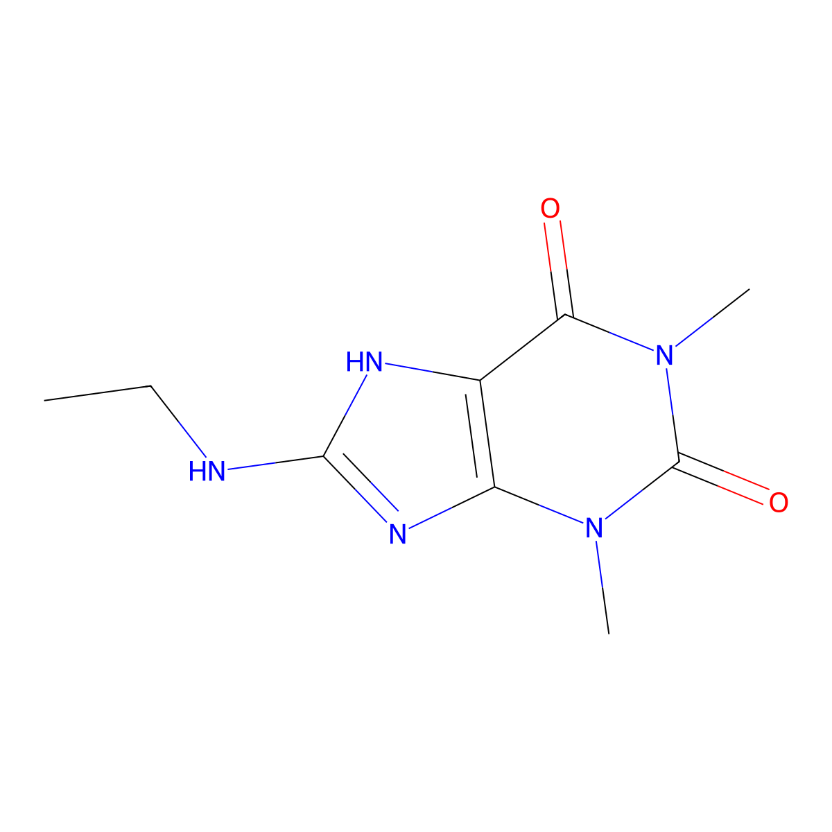 8-(Ethylamino)-1,3-dimethyl-3,7-dihydro-1h-purine-2,6-dione molecular structure, CAS 5426-46-0