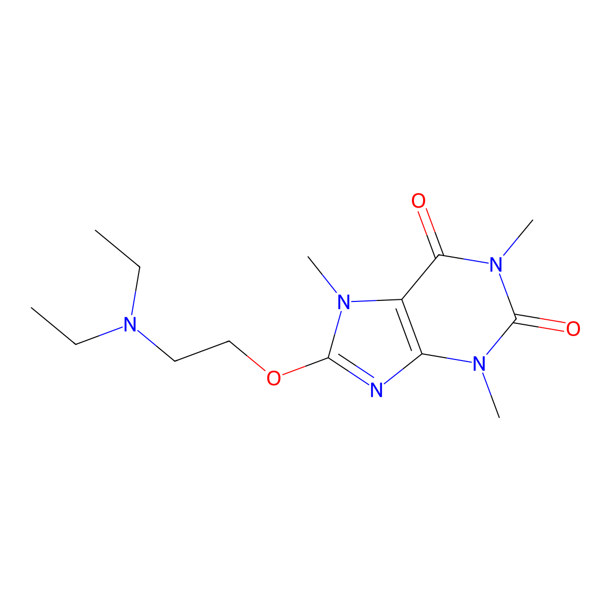 8-(2-(Diethylamino)ethoxy)-caffeine molecular structure, CAS 5426-72-2