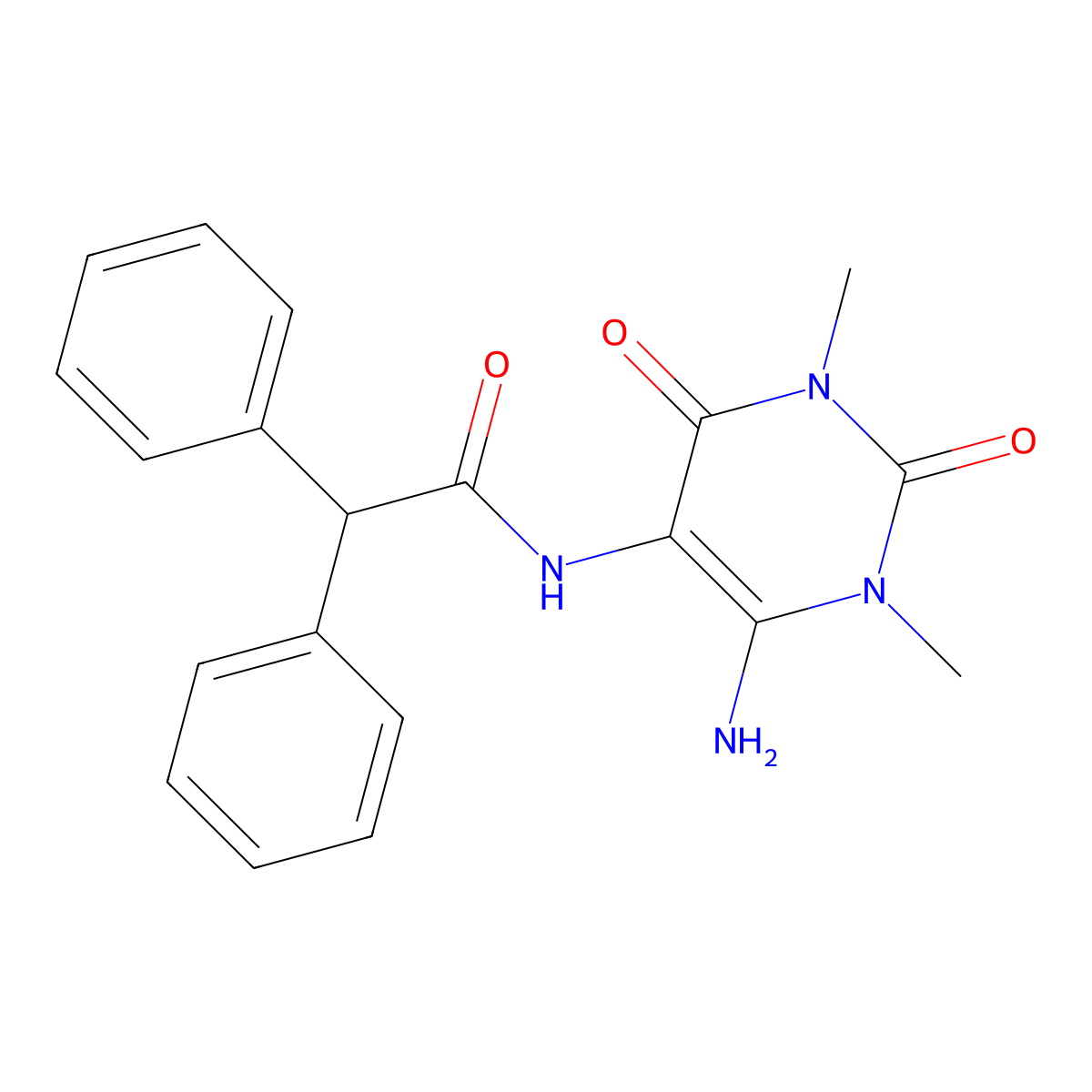 N-(4-amino-1,3-dimethyl-2,6-dioxopyrimidin-5-yl)-2,2-diphenylacetamide molecular structure, CAS 5426-77-7