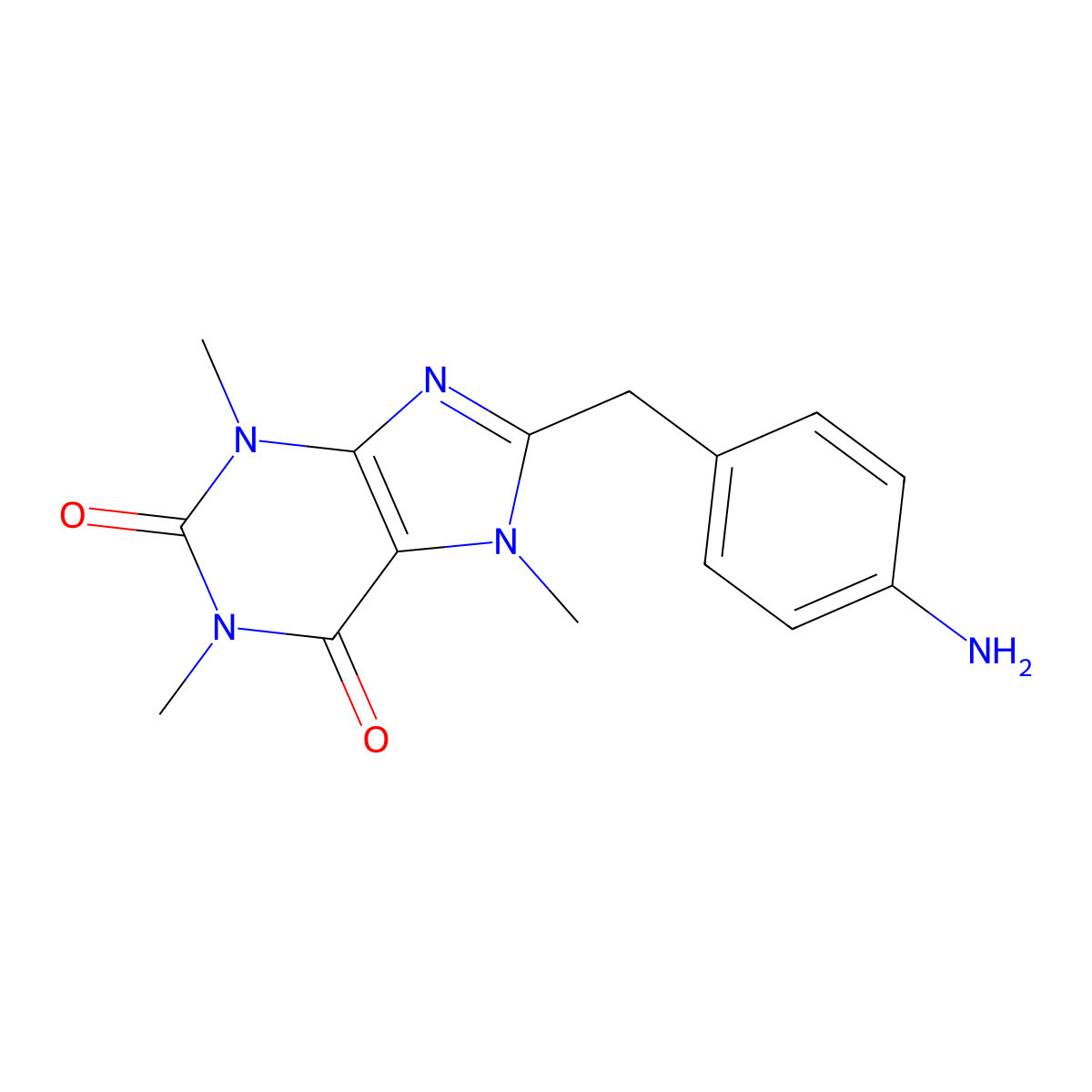 8-(p-Aminobenzyl)-caffeine molecular structure, CAS 5426-89-1