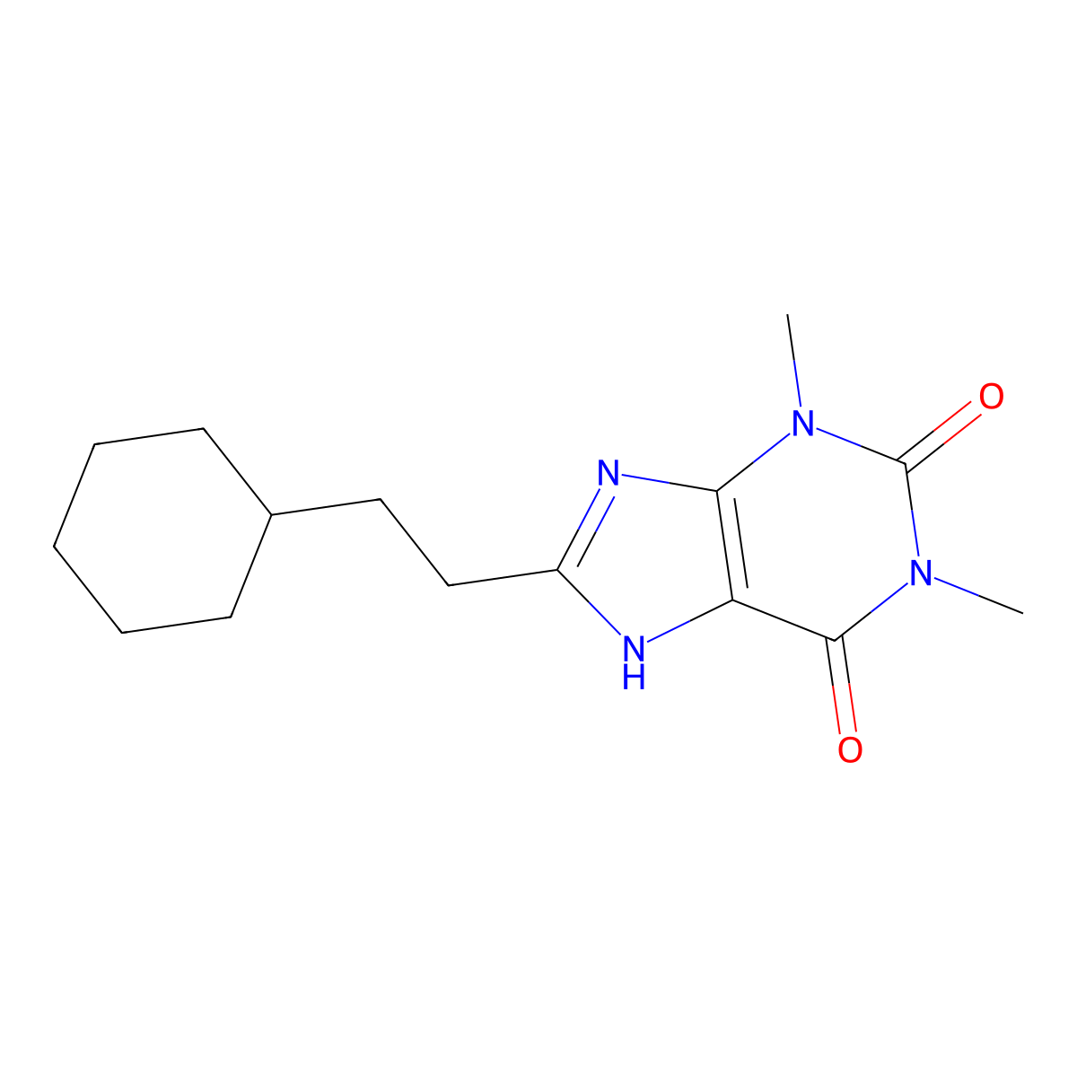 8-(2-Cyclohexylethyl)-theophylline molecular structure, CAS 5426-90-4