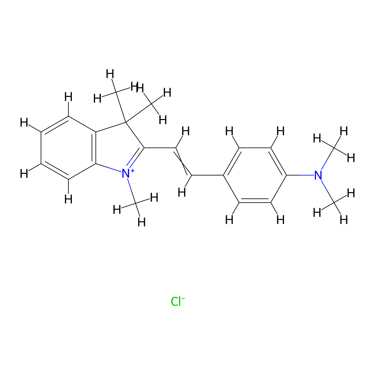 3H-Indolium, 2-(2-(4-(dimethylamino)phenyl)ethenyl)-1,3,3-trimethyl-, chloride (1:1) molecular structure, CAS 54268-66-5