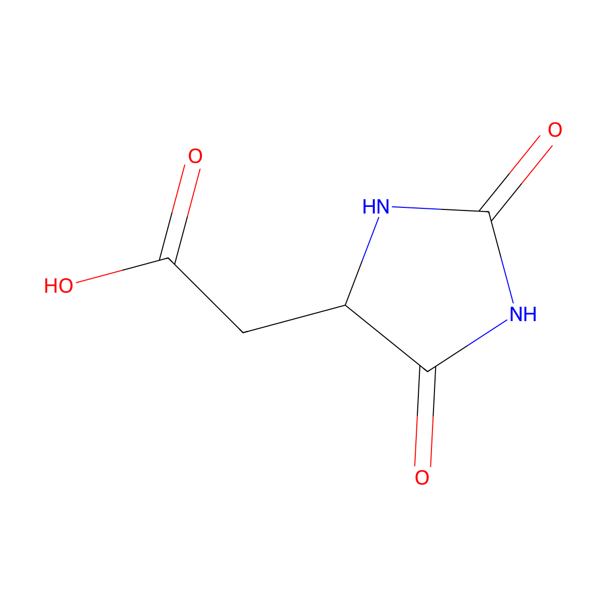 2,5-Dioxo-1,3-diazolidin-4-ylacetic acid molecular structure, CAS 5427-26-9