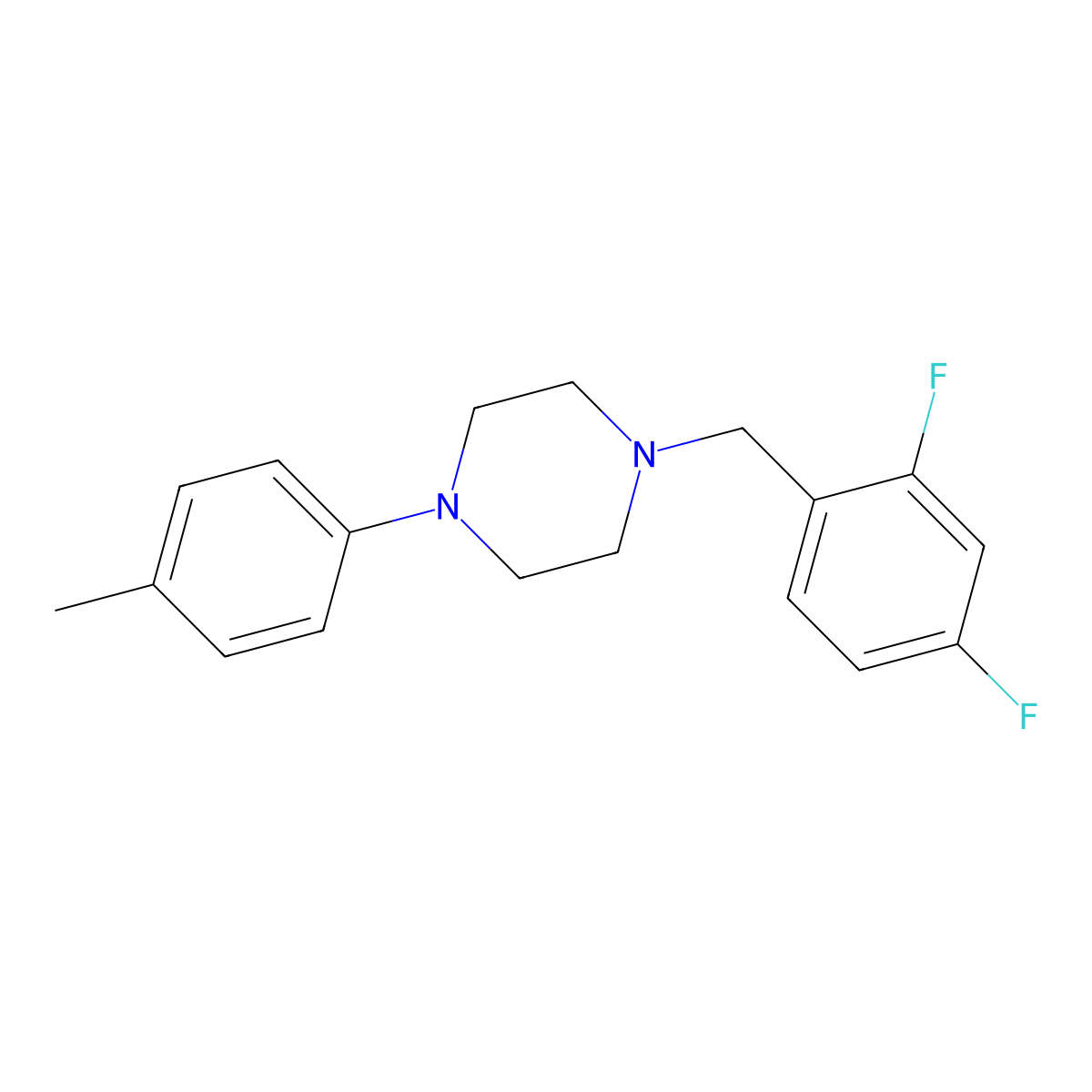 1-[(2,4-Difluorophenyl)methyl]-4-(4-methylphenyl)piperazine molecular structure, CAS 5427-34-9