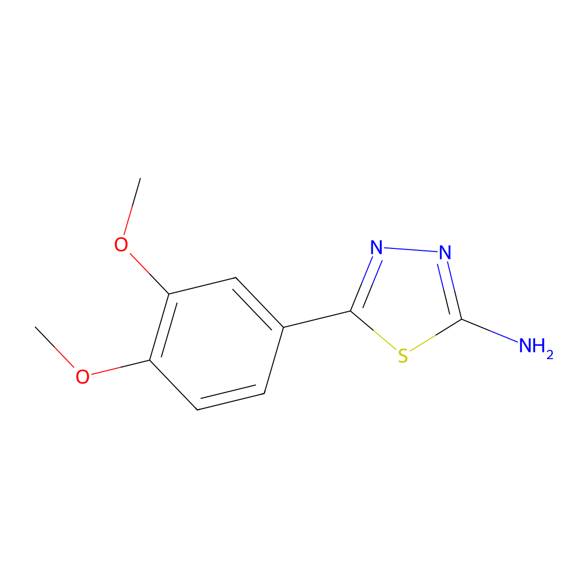 2-Amino-5-(3,4-dimethoxyphenyl)-1,3,4-thiadiazole molecular structure, CAS 5427-87-2