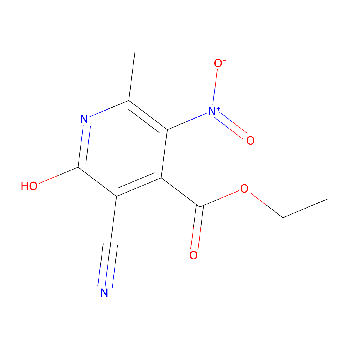 Ethyl 3-cyano-2-hydroxy-6-methyl-5-nitroisonicotinate molecular structure, CAS 5427-92-9