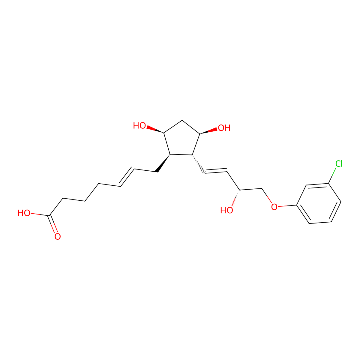 7-[(1R,2R,3R,5S)-2-[(3R)-4-(3-chlorophenoxy)-3-hydroxybut-1-enyl]-3,5-dihydroxycyclopentyl]-5-heptenoic acid molecular structure, CAS 54276-21-0