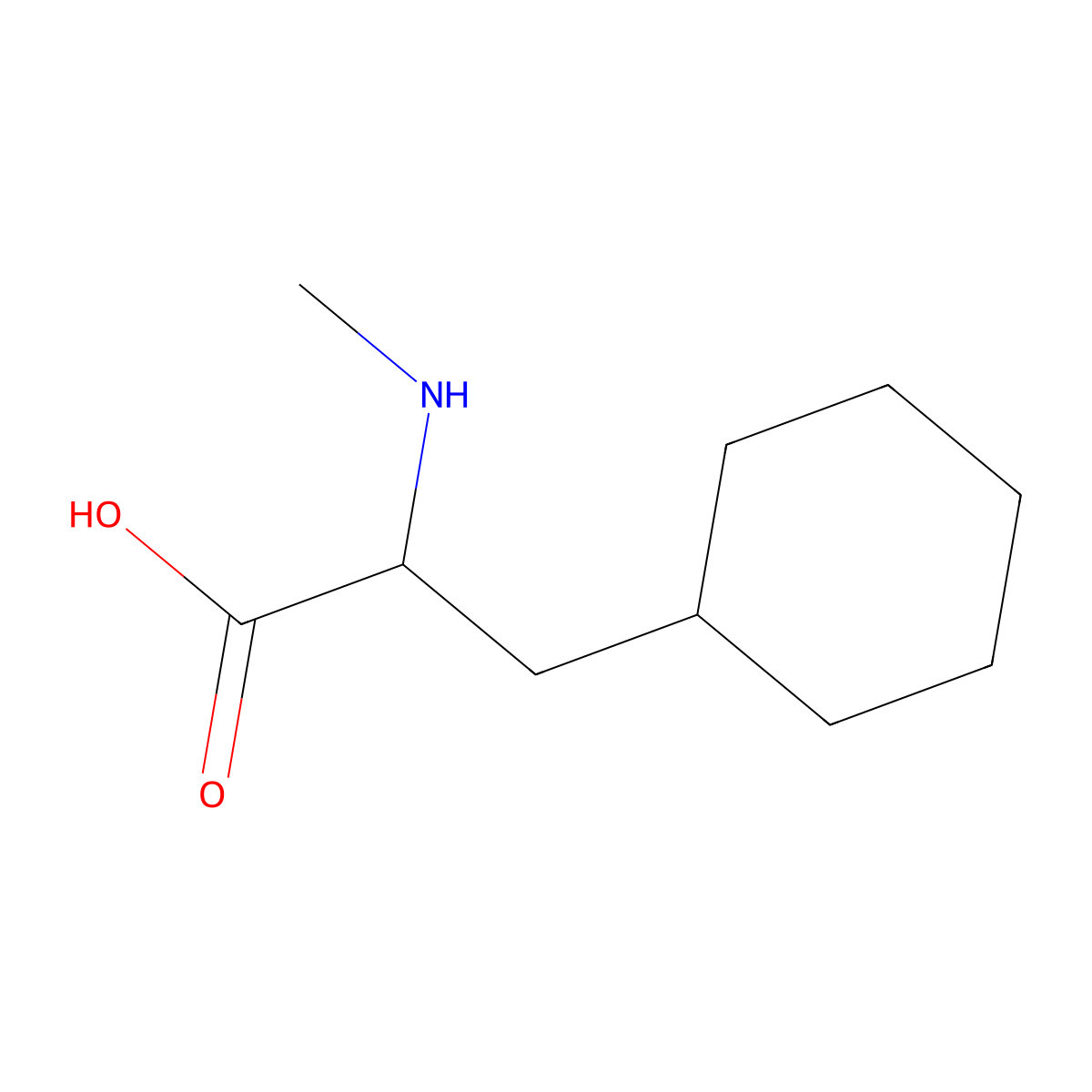 3-Cyclohexyl-2-(methylamino)propanoic acid molecular structure, CAS 5428-06-8