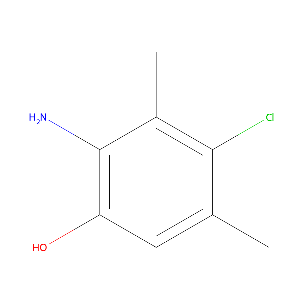 2-Amino-4-chloro-3,5-dimethylphenol molecular structure, CAS 5428-46-6