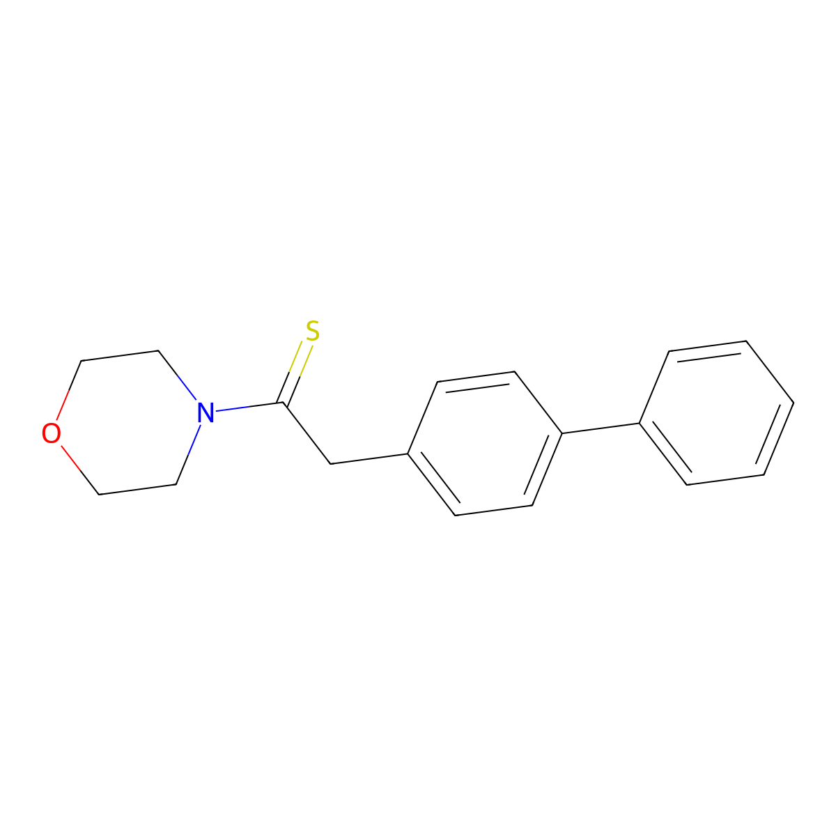 2-(Biphenyl-4-yl)-1-(morpholin-4-yl)ethanethione molecular structure, CAS 5428-57-9