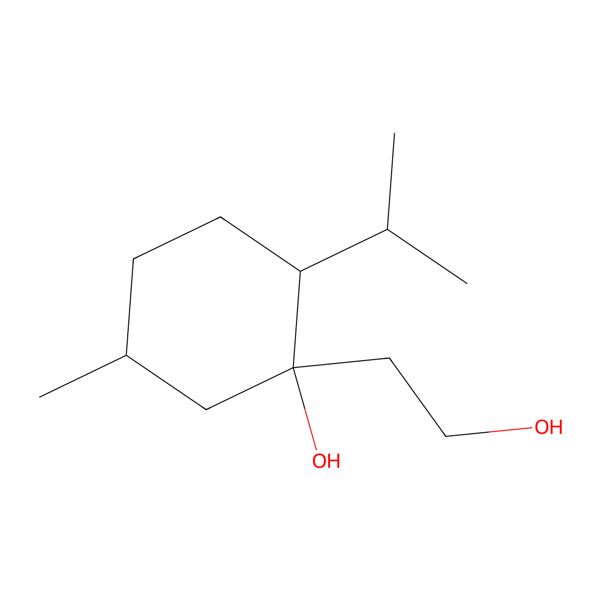 Cyclohexaneethanol, 1-hydroxy-5-methyl-2-(1-methylethyl)- molecular structure, CAS 54280-90-9