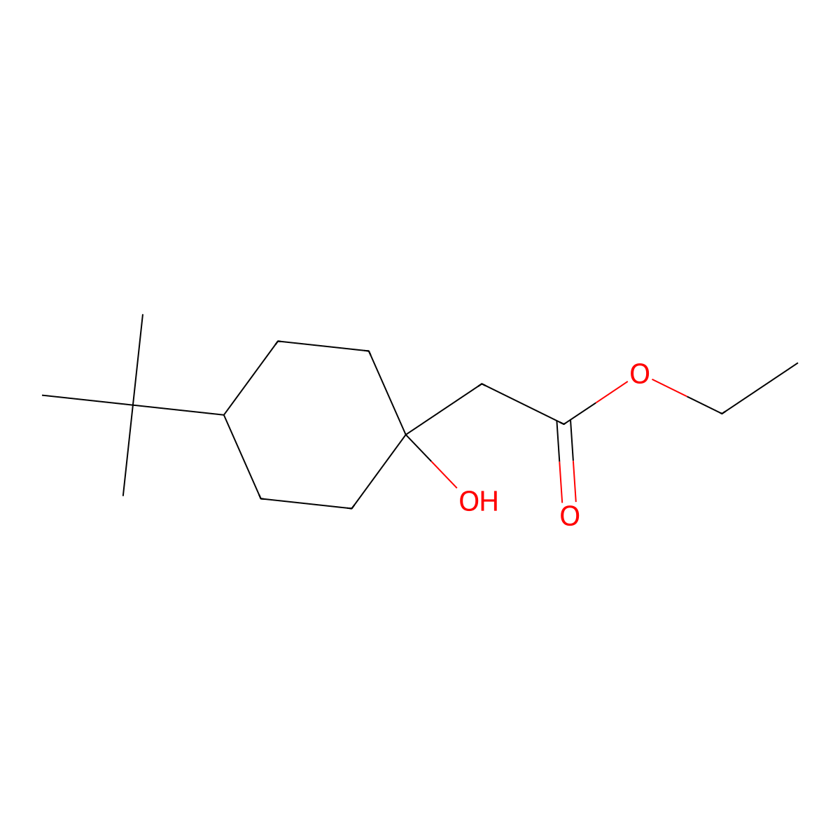 Ethyl 2-(4-tert-butyl-1-hydroxycyclohexyl)acetate molecular structure, CAS 54280-91-0