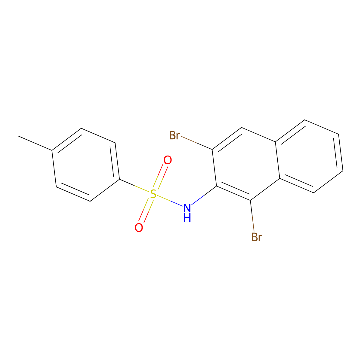 Benzenesulfonamide, N-(1,3-dibromo-2-naphthalenyl)-4-methyl- molecular structure, CAS 54288-96-9