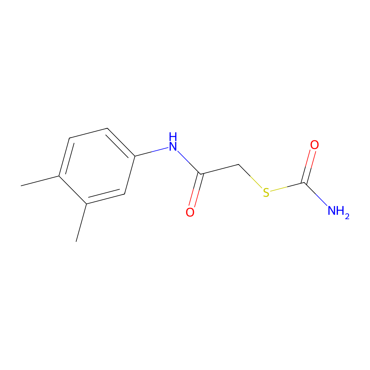 N-(3,4-dimethylphenyl)-2-carbamoylthioacetamide molecular structure, CAS 5429-08-3