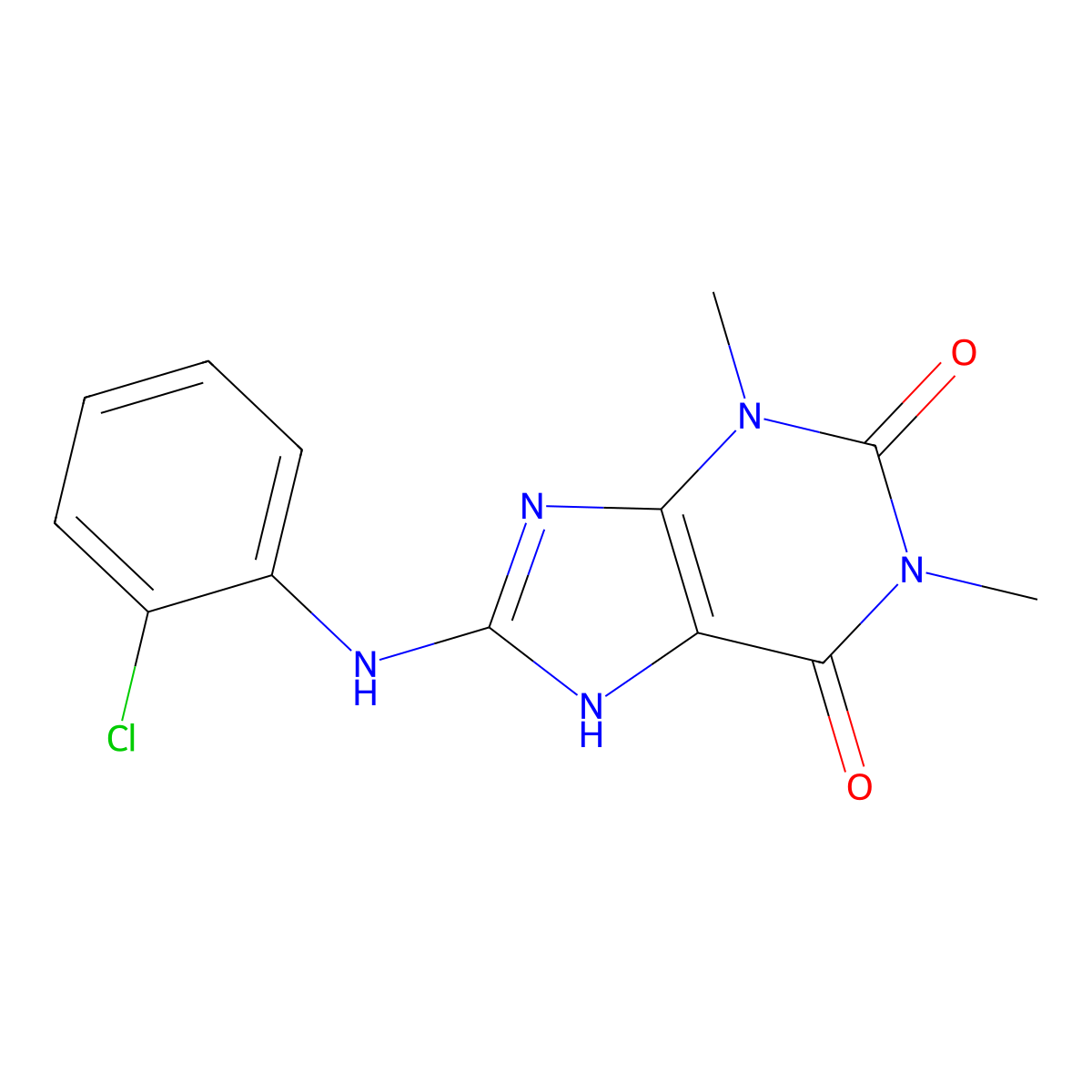 Theophylline, 8-(o-chloroanilino)- molecular structure, CAS 5429-34-5