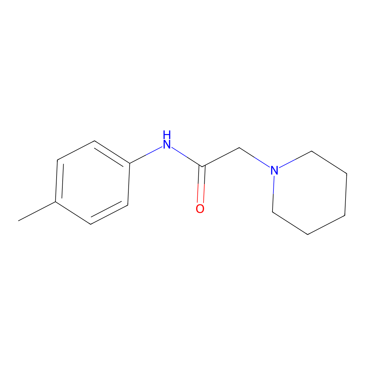 N-(4-methylphenyl)-2-piperidinoacetamide molecular structure, CAS 5429-42-5