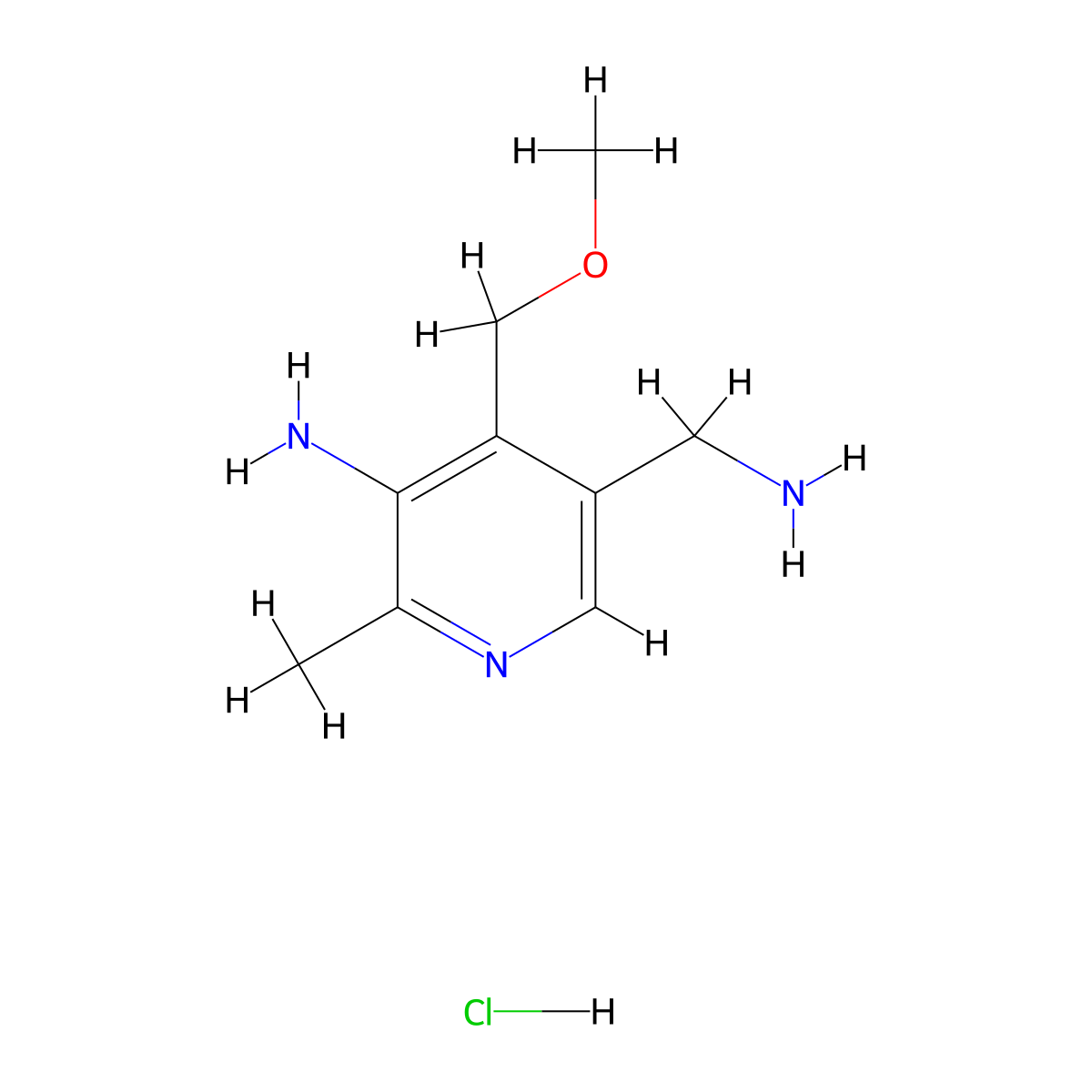 5-(Aminomethyl)-4-(methoxymethyl)-2-methyl-3-pyridinamine hydrochloride molecular structure, CAS 5429-57-2